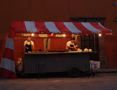 night food, food cart, san miguel de allende